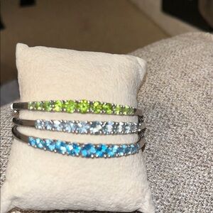 Sterling Silver Bangles with Gemstones